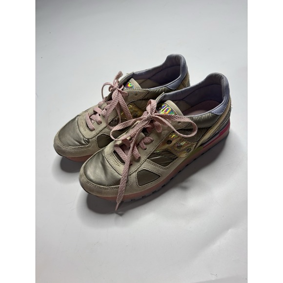 Saucony Shoes - Saucony Women's 8 EU 39 Chunky Runners Sneakers Shadow Original Pink/Gold/Suede